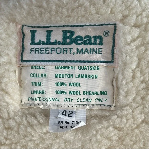 Vintage LL Bean G-1 Goatskin Leather Bomber Flight Jacket 42 Wool Quilt Lined - Picture 11 of 16